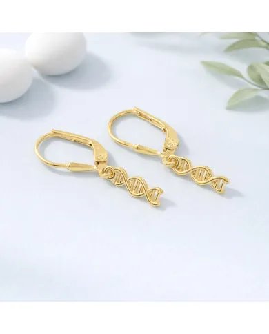 DNA Double Helix Earrings | Gold Plated 925 Silver Science Jewelry