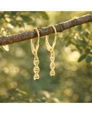 DNA Double Helix Earrings | Gold Plated 925 Silver Science Jewelry