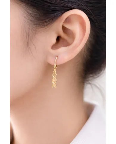 DNA Double Helix Earrings | Gold Plated 925 Silver Science Jewelry