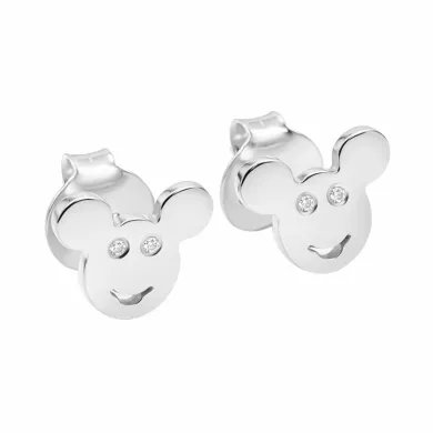 Moissanite Mickey Mouse Stud Earrings | 925 Sterling Silver Disney Gift