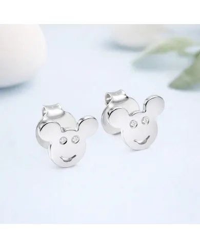 Moissanite Mickey Mouse Stud Earrings | 925 Sterling Silver Disney Gift