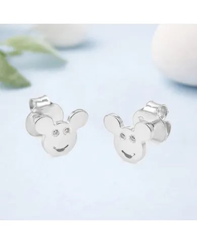 Moissanite Mickey Mouse Stud Earrings | 925 Sterling Silver Disney Gift