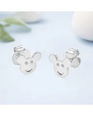 Moissanite Mickey Mouse Stud Earrings | 925 Sterling Silver Disney Gift
