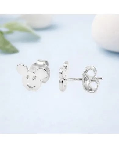 Moissanite Mickey Mouse Stud Earrings | 925 Sterling Silver Disney Gift