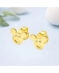 Moissanite Mickey Mouse Stud Earrings | Gold Plated 925 Silver Disney Gift