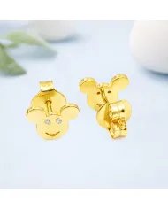 Moissanite Mickey Mouse Stud Earrings | Gold Plated 925 Silver Disney Gift