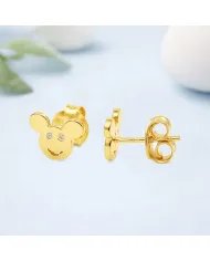 Moissanite Mickey Mouse Stud Earrings | Gold Plated 925 Silver Disney Gift