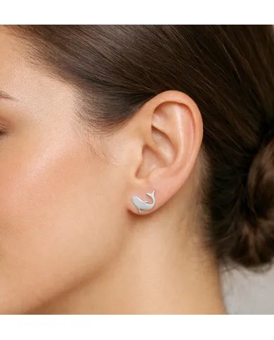 925 Silver Dolphin Ocean Animal Post Stud Earrings | Handmade Jewelry