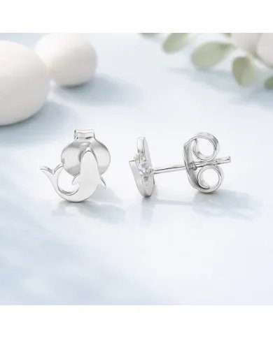 925 Silver Dolphin Ocean Animal Post Stud Earrings | Handmade Jewelry