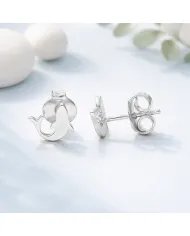 925 Silver Dolphin Ocean Animal Post Stud Earrings | Handmade Jewelry