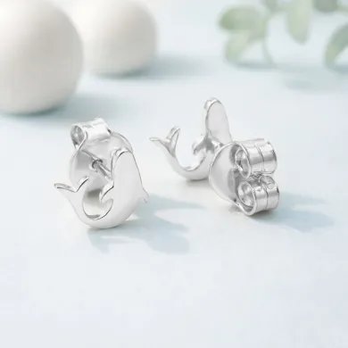 925 Silver Dolphin Ocean Animal Post Stud Earrings | Handmade Jewelry