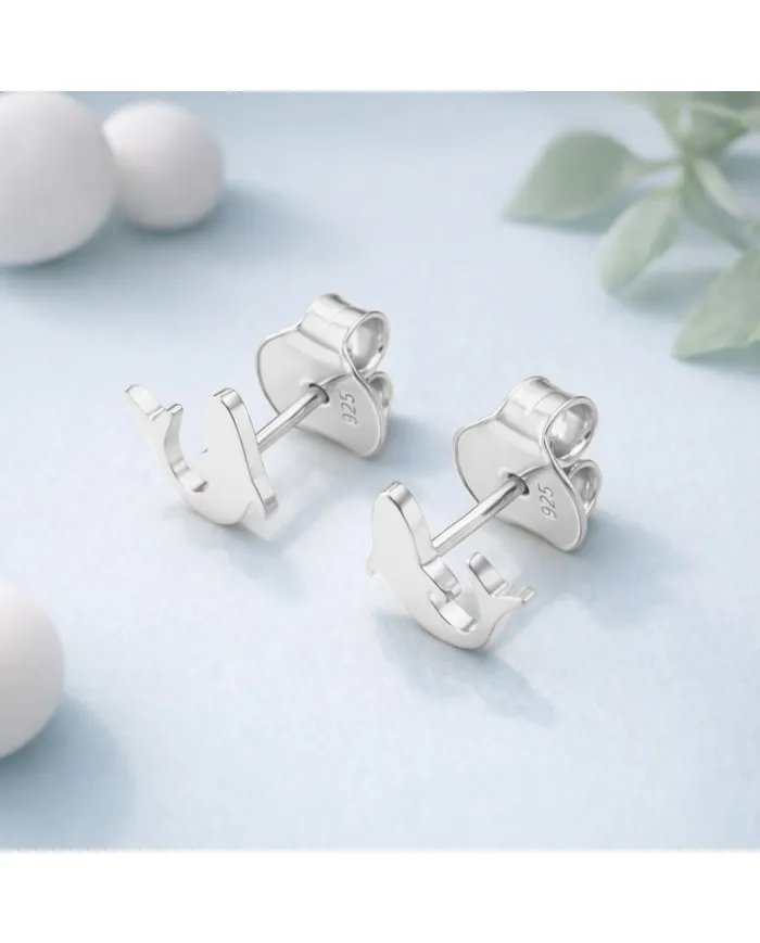 925 Silver Dolphin Ocean Animal Post Stud Earrings | Handmade Jewelry