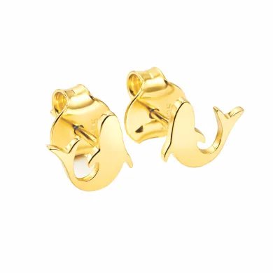 Dolphin Stud Earrings – Gold Plated 925 Silver Handmade Jewelry