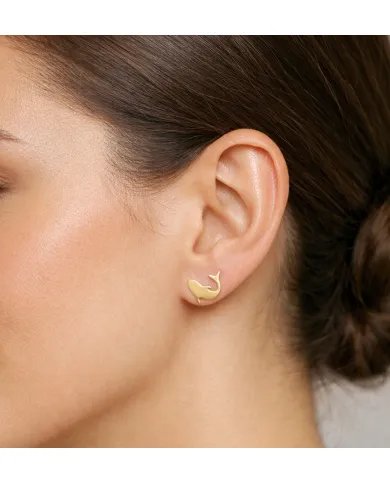 Dolphin Stud Earrings – Gold Plated 925 Silver Handmade Jewelry