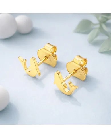 Dolphin Stud Earrings – Gold Plated 925 Silver Handmade Jewelry