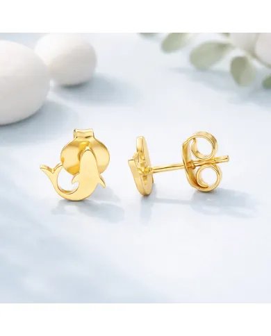 Dolphin Stud Earrings – Gold Plated 925 Silver Handmade Jewelry