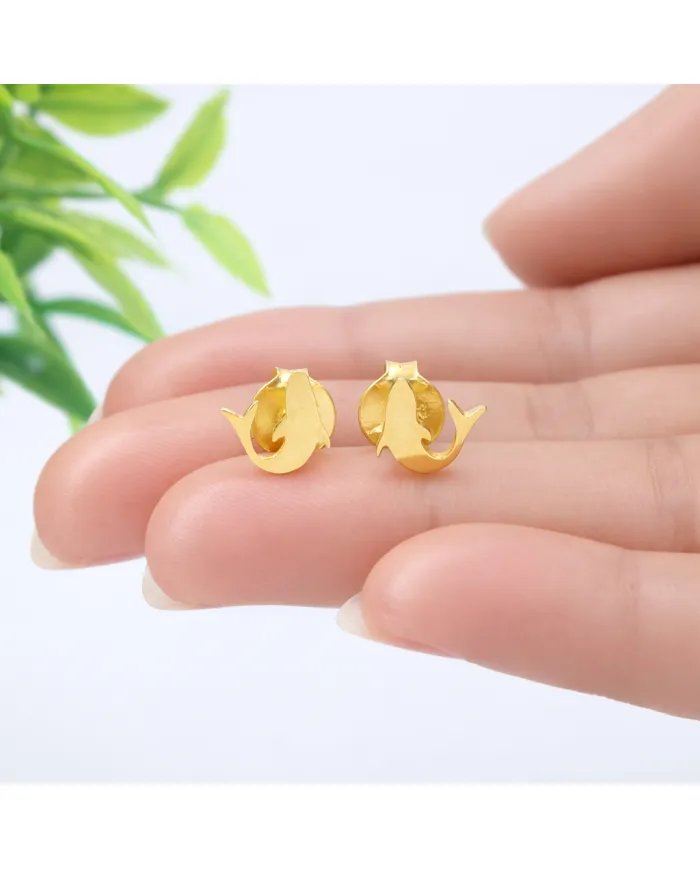 Dolphin Stud Earrings – Gold Plated 925 Silver Handmade Jewelry