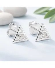Moissanite Triangle Stud Earrings - 925 Silver Handmade Mini Jewelry