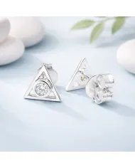 Moissanite Triangle Stud Earrings - 925 Silver Handmade Mini Jewelry