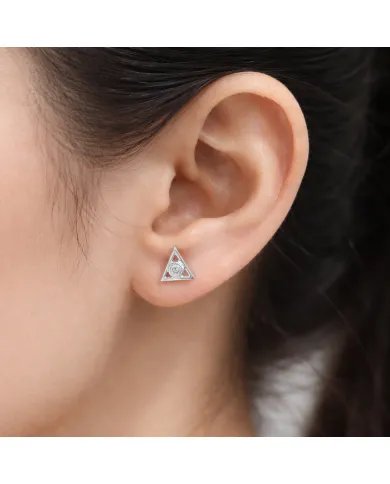 Moissanite Triangle Stud Earrings - 925 Silver Handmade Mini Jewelry