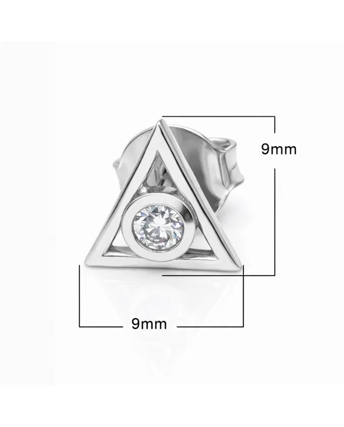 Moissanite Triangle Stud Earrings - 925 Silver Handmade Mini Jewelry