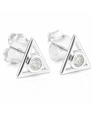 Moissanite Triangle Stud Earrings - 925 Silver Handmade Mini Jewelry