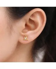 Moissanite Triangle Stud Earrings – Gold Plated 925 Silver Handmade Gift