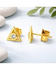 Moissanite Triangle Stud Earrings – Gold Plated 925 Silver Handmade Gift