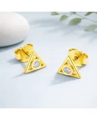 Moissanite Triangle Stud Earrings – Gold Plated 925 Silver Handmade Gift