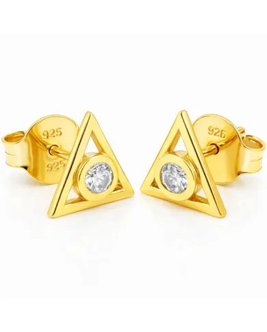 Moissanite Triangle Stud Earrings – Gold Plated 925 Silver Handmade Gift