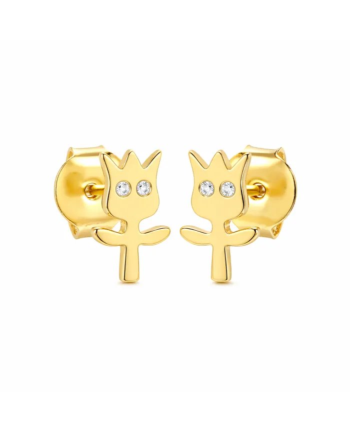 Moissanite Groot Stud Earrings – Gold Plated 925 Silver Handmade Jewelry