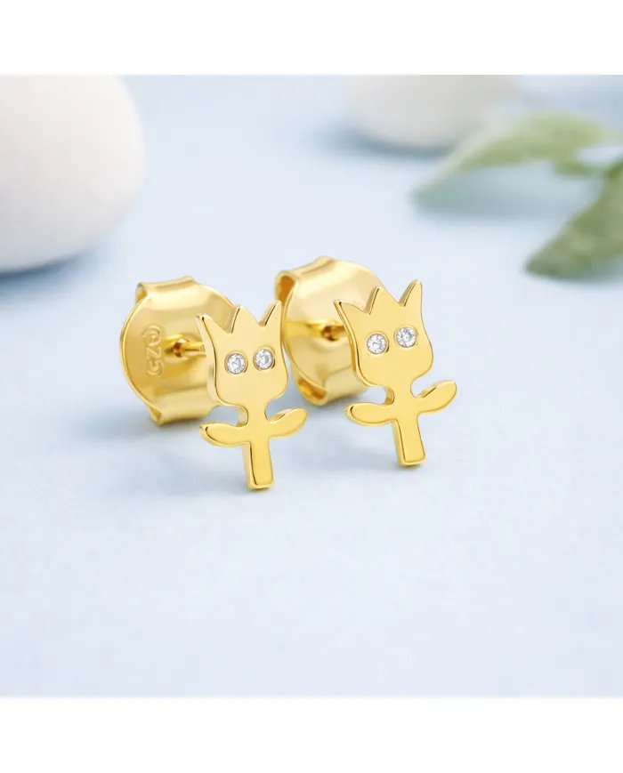 Moissanite Groot Stud Earrings – Gold Plated 925 Silver Handmade Jewelry