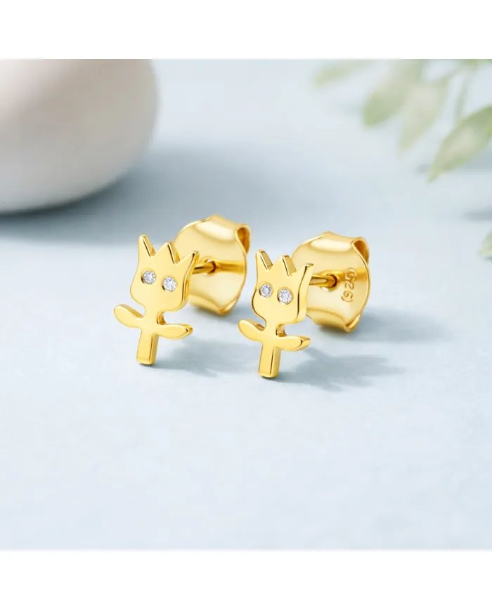 Moissanite Groot Stud Earrings – Gold Plated 925 Silver Handmade Jewelry