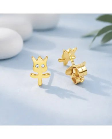 Moissanite Groot Stud Earrings – Gold Plated 925 Silver Handmade Jewelry