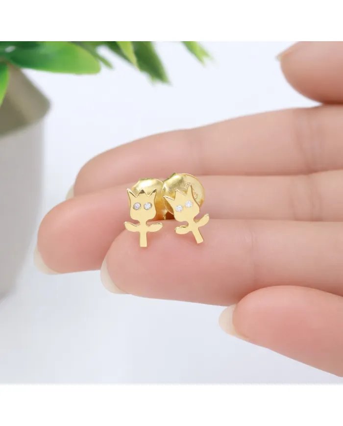 Moissanite Groot Stud Earrings – Gold Plated 925 Silver Handmade Jewelry