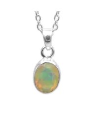 Ethiopian Opal Pendant - 925 Sterling Silver Gemstone Jewelry for Women