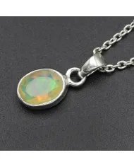 Natural Ethiopian Opal Pendant - 925 Sterling Silver Handmade Jewelry