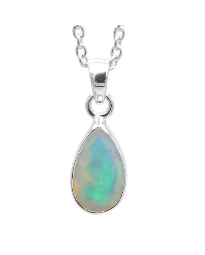 Ethiopian Opal Pendant - 925 Sterling Silver Gemstone Jewelry for Women