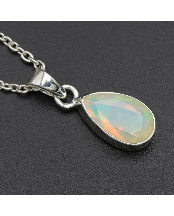 Ethiopian Opal Pendant - 925 Sterling Silver Gemstone Jewelry for Women