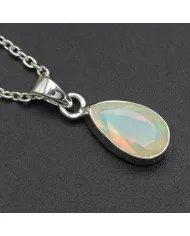 Ethiopian Opal Pendant - 925 Sterling Silver Gemstone Jewelry for Women