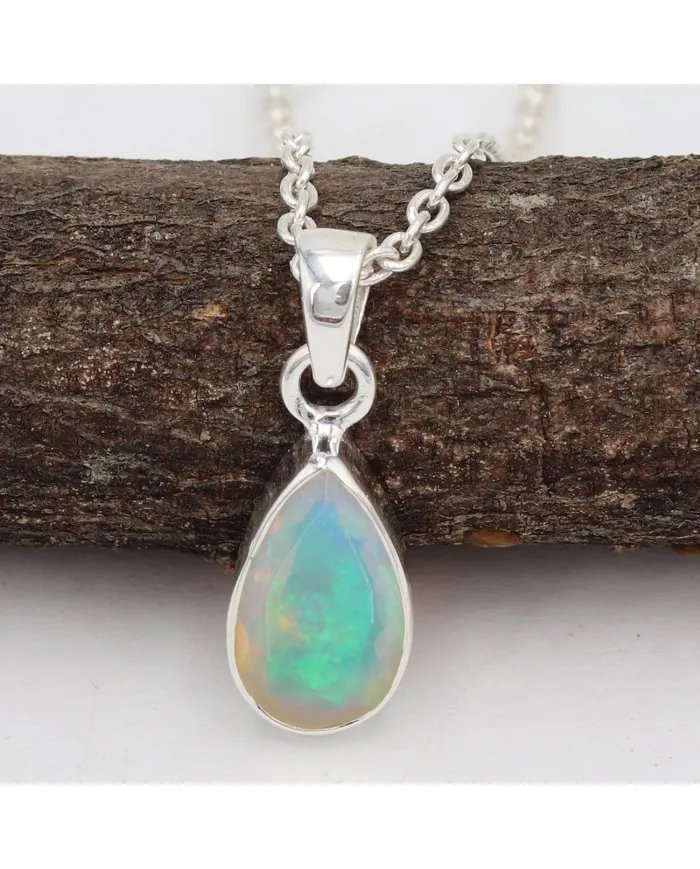 Ethiopian Opal Pendant - 925 Sterling Silver Gemstone Jewelry for Women