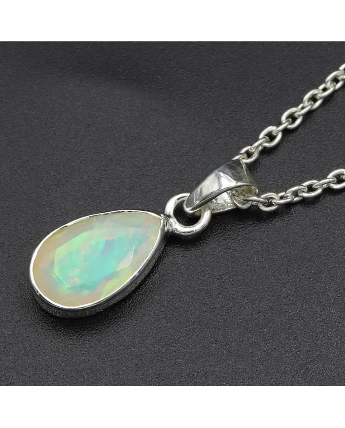 Ethiopian Opal Pendant - 925 Sterling Silver Gemstone Jewelry for Women
