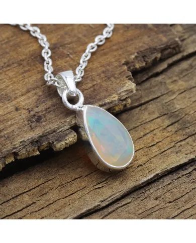 Ethiopian Opal Pendant - 925 Sterling Silver Gemstone Jewelry for Women