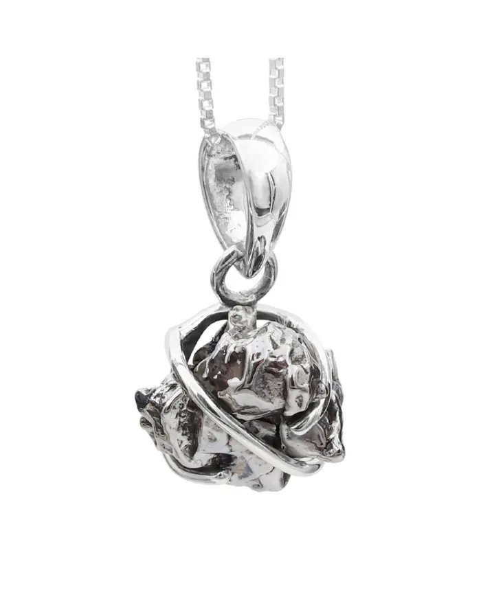 Raw Meteorite Pendant – 925 Sterling Silver Handmade Unisex Jewelry