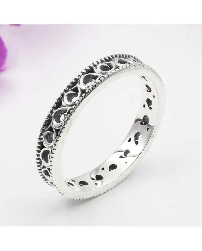 925 Sterling Silver Oxidized Ring – Minimalist Band Jewelry for Her