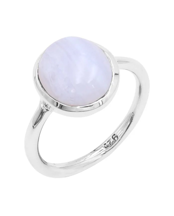 Blue Lace Agate Ring - 925 Sterling Silver Handmade Gemstone Jewelry