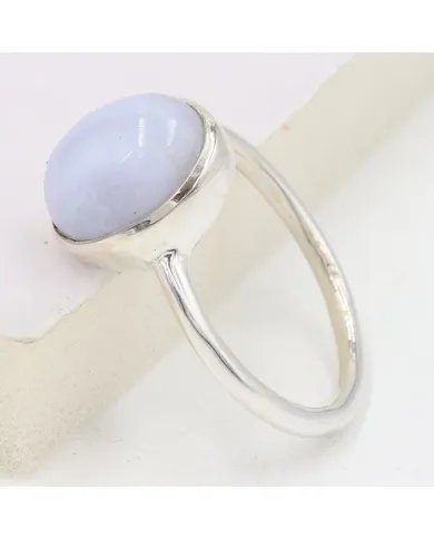 Blue Lace Agate Ring - 925 Sterling Silver Handmade Gemstone Jewelry