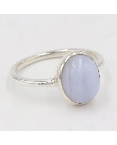 Blue Lace Agate Ring - 925 Sterling Silver Handmade Gemstone Jewelry