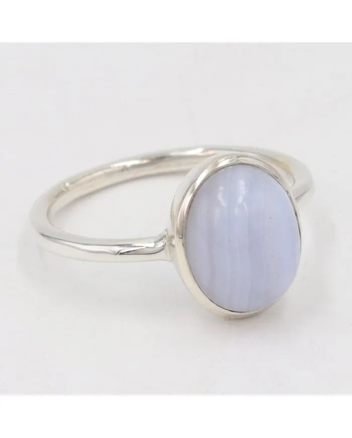 Blue Lace Agate Ring - 925 Sterling Silver Handmade Gemstone Jewelry