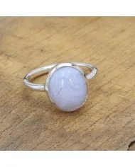 Blue Lace Agate Ring - 925 Sterling Silver Handmade Gemstone Jewelry